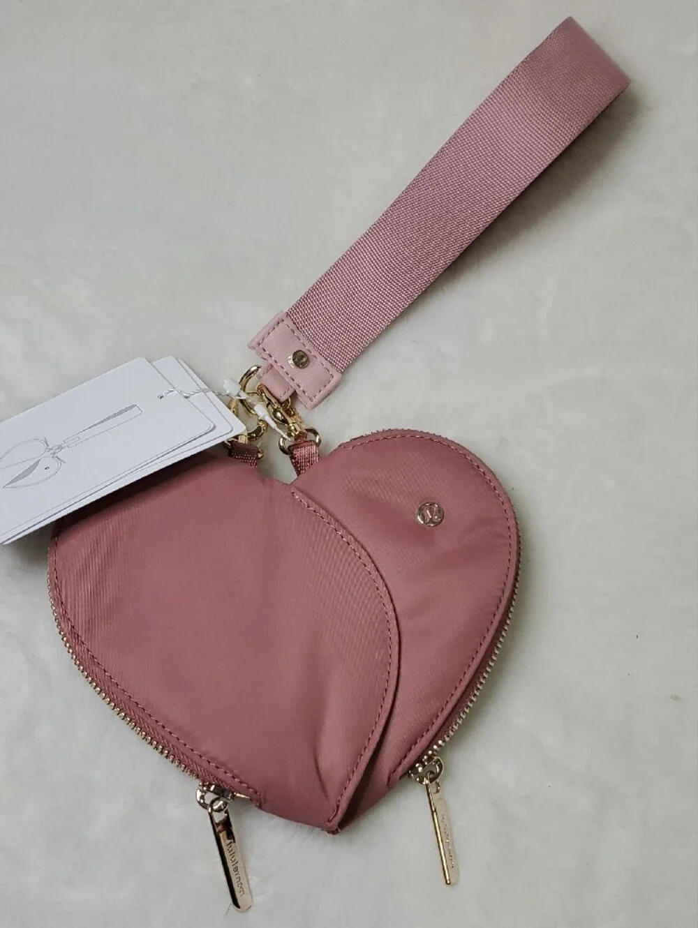 lululemon athletica Dusty Rose Heart Wristlet